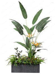 Decorative Flowers Floor Simulation Plant Bird Of Paradise Fake Trees Potted Under Stairs Window Corner Indoor Landscape