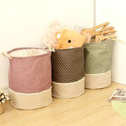 Baskets Zakka 3 Sizes The beam port Linen Multifunction Handle Stackable storage barrel Laundry basket Toy Storage box