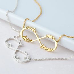 Necklaces Stainless Steel Custom Name Necklace Personalised Rose Gold Silver Infinity Pendant Friendship Necklace Jewellery Best Friend Gift