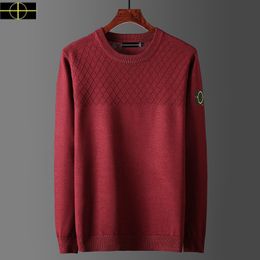 Large Clothing Stone New Men's Long sleeved Knitted Sweater Island 2024 Autumn/Winter New Men's Plus Size Loose Round Neck T-shirt Sweater 5XL-04--025