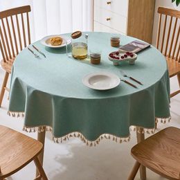 Table Cloth B49 Cotton And Linen Round Tablecloth Waterproof Oil-proof Anti-scalding Wash-free Household Light Luxury Large Ta