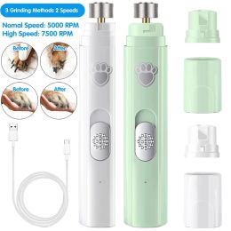 Clippers Electric Dog Nail Grinder LowNoise Pet Nail Clipper 2Speed USB Rechargeable Pet Nail Trimmers Painless with Polisher Wheel