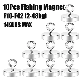 Accessories 10Pcs Super Strong Fishing Magnet Neodymium Salvage Magnet Heavy Duty Industrial Magnets MultiPurpose Magnetic Hooks for Office