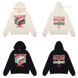 Designer Fashion Clothing Luxury Mens Sweatshirts Rhude American Hoodie Oversize Small High Street Fashion Brand Ins Spring and Autumn Couple Sweater