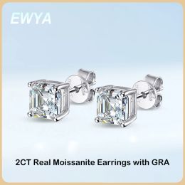 Earrings EWYA Luxury 1CT D Colour Moissanite Screw Earrings For Women Party Wedding Fine Jewellery S925 Sterling Silver Diamond Earring Gift