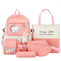 School Bags 6 Piece Set Backpack Colored Balls Student Bag And Pencil Case For Teenger Girls Kids' Luggage Backpacks