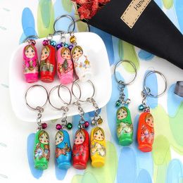 Chains 120Pcs Russian Nesting Dolls Key Ring Babushka Matryoshka Figurines Kids Children Toys Birthday Gift Keychains