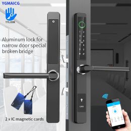 Control YGMAICG Electronic Door TT Lock APP Remote Unlock WaterproofFingerprint lC Card Password Aluminum Alloy Sliding Door Smart Locks