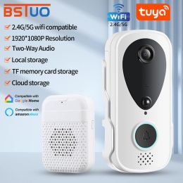 Control 2.4G 5G WiFi Video Doorbell 1080P Tuya Smart Outdoor Wireless Door Bell Intercom Waterproof PIR Camera with TypeC Power Supply