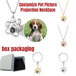 Necklaces Personalised Customised Pet Photo Dog Paw Necklace Pendant for Men Women Girls Charm Choker Necklace Birthday Jewellery Gift New