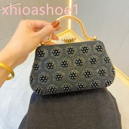 Light Luxury Designer Shoulder Bag Women's Banquet Qipao Handbag Pearl Single Shoulder Bag Hand Carrying Underarm Bag Crossbody Women's Mobile Wallet Diamond H018-1