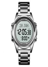 SKMEI 1667 Stainls Steel Back Digital Alfajr Azan Prayer Wrist Watch2071174