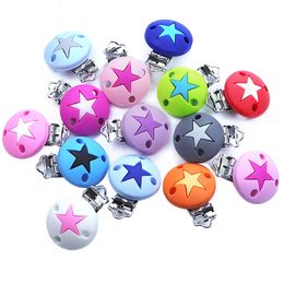 BOBO.BOX 1Pc Crown Heart Stars Silicone Beads Pacifier Clips For Diy Baby Teething Necklace Dummy Holder Baby Teether 240422