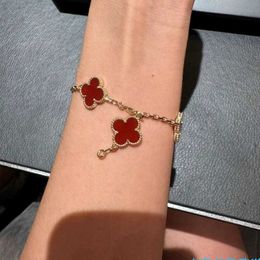 Popular bracelet small gifts and Jewellery for Clover Bracelet Five Flowers Non fading Gold High White Red with common cleefly