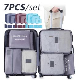 Bags 7/6/2pcs Set Travel Suitcase Organiser Bag Luggage Packing Cubes For Travel Organiser Storage Shoe Clothes Luggage Organiser Bag