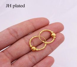 Earrings 24K Gold Color round Hoop Earrings for Women Girls Jewelry African Wedding gifts S Arabia hoops pircing earings1174116