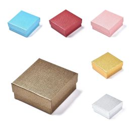 Display Pandahall 12pcs Square with Bowknot Cardboard Jewellery Boxes with Sponge Inside Ring Gift Boxes for Jewellery Packaging