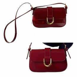 women Flap Satchel Bag Strap Adjustable Top Handle Bag Casual Patent Leather Shoulder Bag Crossbody Sling Girl Stylish Purse b67Z#