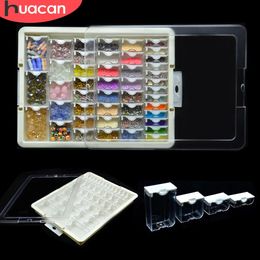 HUACAN Diamond Painting Mosaic Tool Accessories Plaid Jewelry Drill Containers For Embroidery Transparent Storage Box 240407