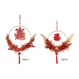 Decorative Figurines Chinese Year Hanging Pendant With Knot Tassel Red For Door Study