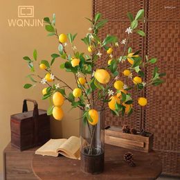 Decorative Flowers Luxury Fruit Branch With Green Leaves Artificial Home Pography Props Flores Artificales Fake Plants