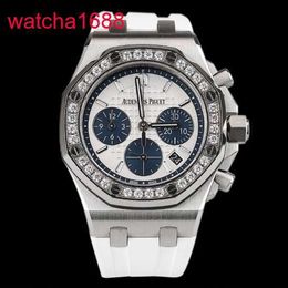 Mens AP Wrist Watch Royal Oak White Face Blue Eyes 26231ST Automatic Mechanical Womens dial 37mm Chronograph