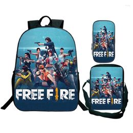 Backpack Free Fire 3D Print Student Schoolbag 3pcs Set Boys Girls Rucksack Hight Quality Bookbag Vodeo Game Pattern School Bags