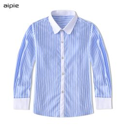 T-shirts New Arrival Children Boys Shirts England Style Classic Striped Cotton Long Sleeved Kids Shirts for 414 Year Boys Wear