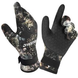 Footwear 3mm/5mm Neoprene Diving Gloves Camouflage Nonslip Wearresistant Stabresistant Gloves Underwater Hunting Warm Diving Gloves