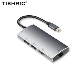 Hubs TISHRIC 4K Usb C Hub TypeC To Hdmicompatible Rj45 USB2.0 Type C Cable Converter Usb C Adapter For MacBook Air Pro Samsung S10
