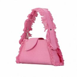 fi Trimmings Denim Women Handbags Designer Wide Strap Shoulder Bag Luxury Blue Armpit Bags Y2K Small Tote Female Purse 2023 E61T#