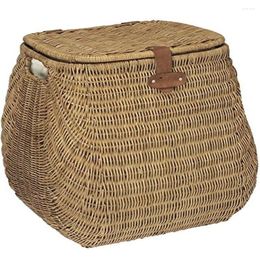 Laundry Bags Hand Woven Wicker Hamper 2 Load Capacity Portable Storage Basket Cotton Liner 20.75"x17.25"x22.75