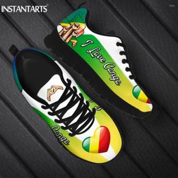 Casual Shoes INSTANTARTS Women's Wear-Resistant Flats Fashion Congo Flag Love Brand Design Man Flat Lightweight Round Toe Tennis