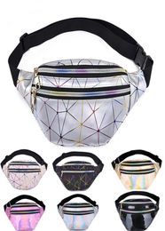 Holographic Waist Bags Women Silver Fanny Pack Belt Bag Black Geometric Waist Packs Laser Chest Phone Pouch Sport Travel Bag6952465