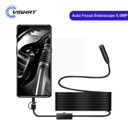 Cameras 11mm 14mm Auto Focus Endoscope Camera 5.0MP IP68 Waterproof Lens HD1944P 3 in 1 for TypeC/Android/PC Borescope Checking Car