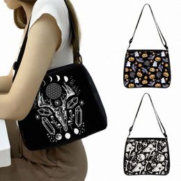 fi Gothic Bat Ghost Shoulder Bag Black Cat Witch / Witchcraft Handbags Girls Crossbody Bag for Travel Canvas Underarm Bags c3nC#