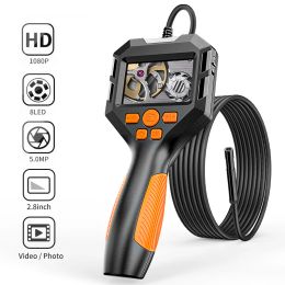 Cameras 1080P Industrial Endoscope Camera 2.4"/ 2.8 " IPS Inspection Camera 100 Metre Cable Pipe Sewer Borescope With 6 LED For Car