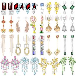 Earrings Stainless Steel Original 2024 New Trend Sales Fashion Women's Earring Charm Luxury Gema Austria Crystal Tassel Earring With Logo