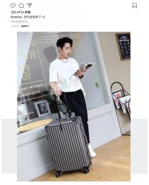 Luggage A635 Durable luggage large capacity aluminum frame travel box male universal wheel password box leather case