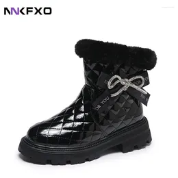 Boots Fashion Women's Winter Snow PU Leather Waterproof Comfortable Female Thick Soled Short Plush Keep Warm QB173