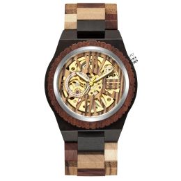 Kits Automatic Mechanical Men Watches Natural Walnut Wood Bracelet Self Winding Wristwatch Folding Clasp Man Wooden Watch 2021 reloj