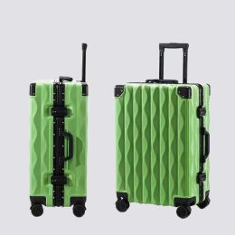 Luggage Suitcases on Wheels Aluminum Frame Travel Luggage Bag Silent Trolley Case Large Capacity Cabin Carrier Password Suitcase