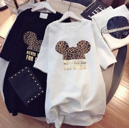 2024Designer T shirts Brand Dresses with Animal Lovely Mouse Fashion New Arrival Summer for Women Short Sleeve Long Tee Dress M-XXL