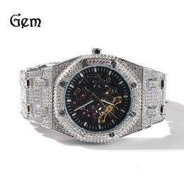 Hip Hop Full Diamond Hollow Through Bottom Mechanical Fashionable and Personalized New Men s Watch