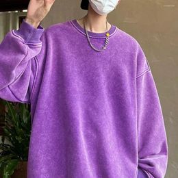 Men's Hoodies Oversized Sweatshirt Vintage O Neck Solid Color For Men Warm Mid Length Pullover Fall Winter Spring