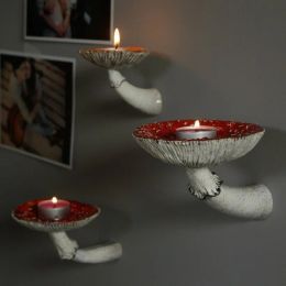 Holders Mushroom Head Candle Holder Wall Mounted Floating Shelf Resin Wall Storage Tray Indoor Decorations
