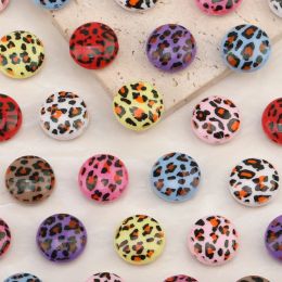 Beads Cordial Design 100Pcs 18*18MM Jewellery Findings & Components/Acrylic Bead/Coin Shape/Hand Made/Leopard Print Effect/DIY Beads