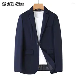 Men's Suits 7XL 8XL 6XL Business Casual Blazer Plus Size Solid Colour Suit Jacket Dress Work Clothes Oversize Coats Male Black Grey