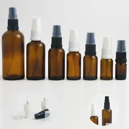 Storage Bottles 200 X Refillable Syrup Pump Sprayer Bottle 1oz Amber Glass Lotion Containers For Cream Using 10ml 15ml 20ml 30ml 50ml 100ml