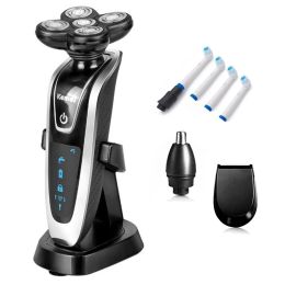 Shavers 4in1 washable electric shaver for men facial grooming kit electric razor beard trimmer rechargeable head bald shaving machine